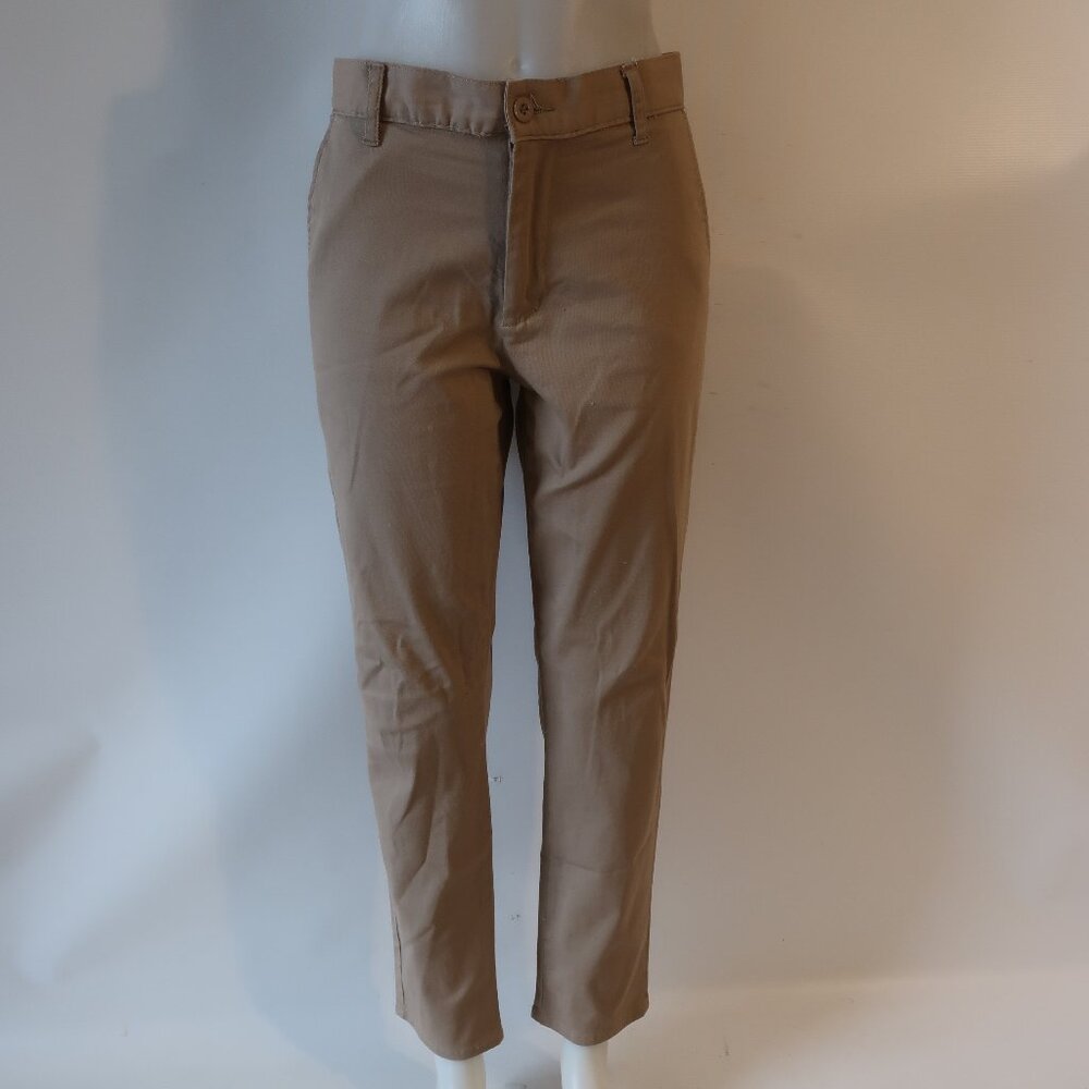 Mens Blue Ice Tan Khaki Flat Front Khaki Twill Pants 34 SIZE